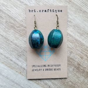 Dyed Teal Stone Earrings